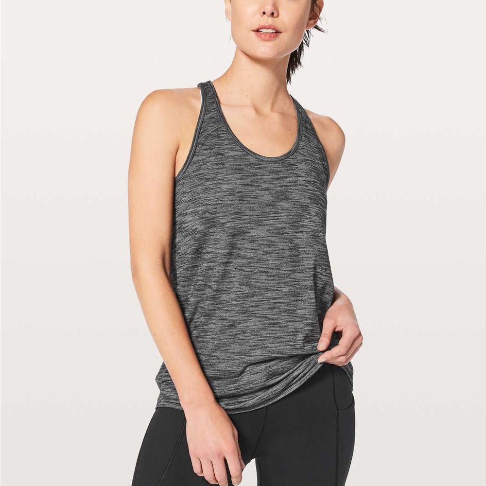 Lululemon Essential Tank Heathered Grey Black - Muscle Tee Size 4
